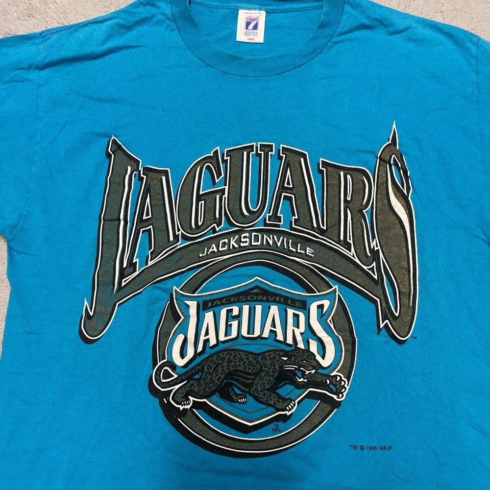 Vintage Jacksonville Jaguars T‎ Shirt Large Teal Prowler Logo 1995 Single Stitch
